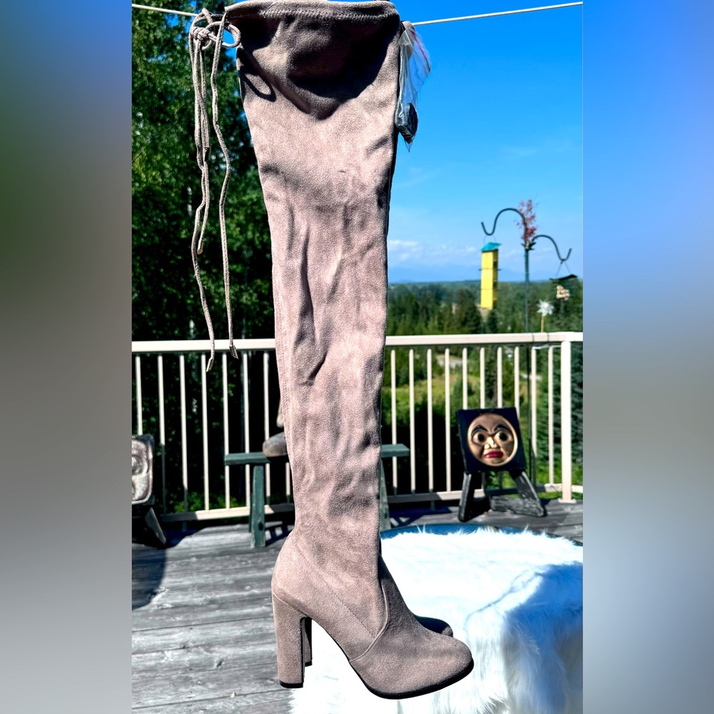 Christian Siriano over-the-knee, heeled boots